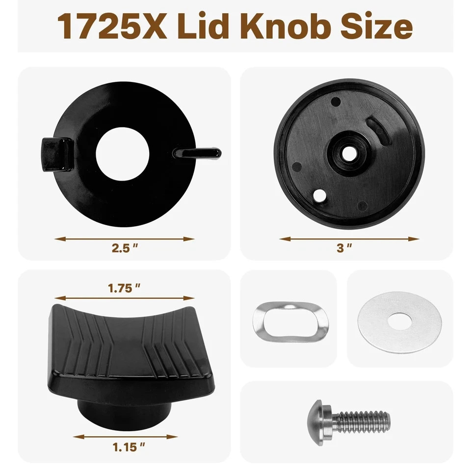 1725X Lid Knob Replacement With Vent for Rena ware 1992-1997 Pots Black