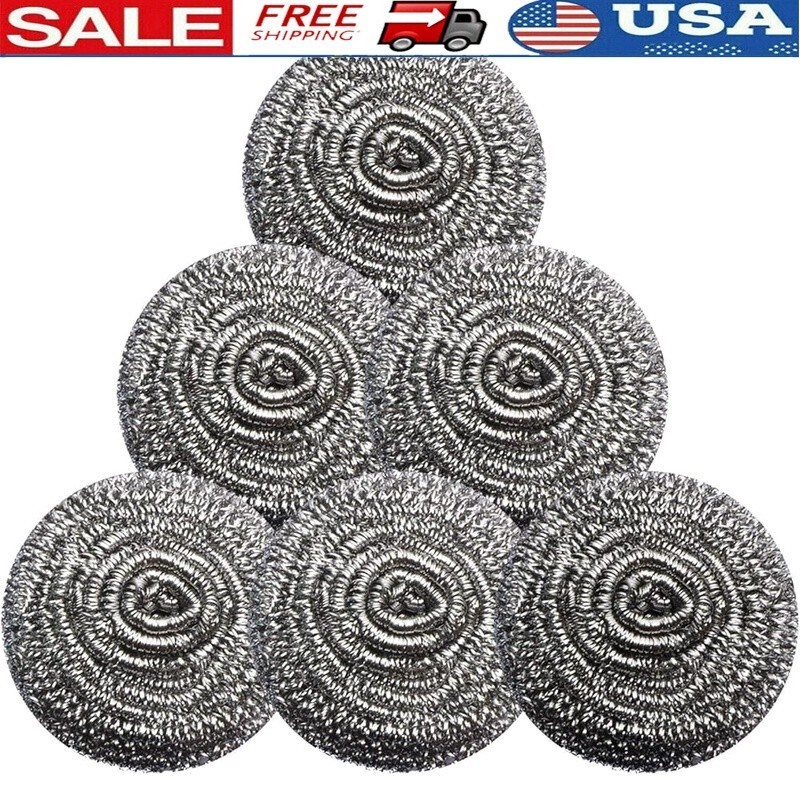 Rust Resistant Stainless Steel Wool Scrubbers Heavy Duty Pots Pans Grills New