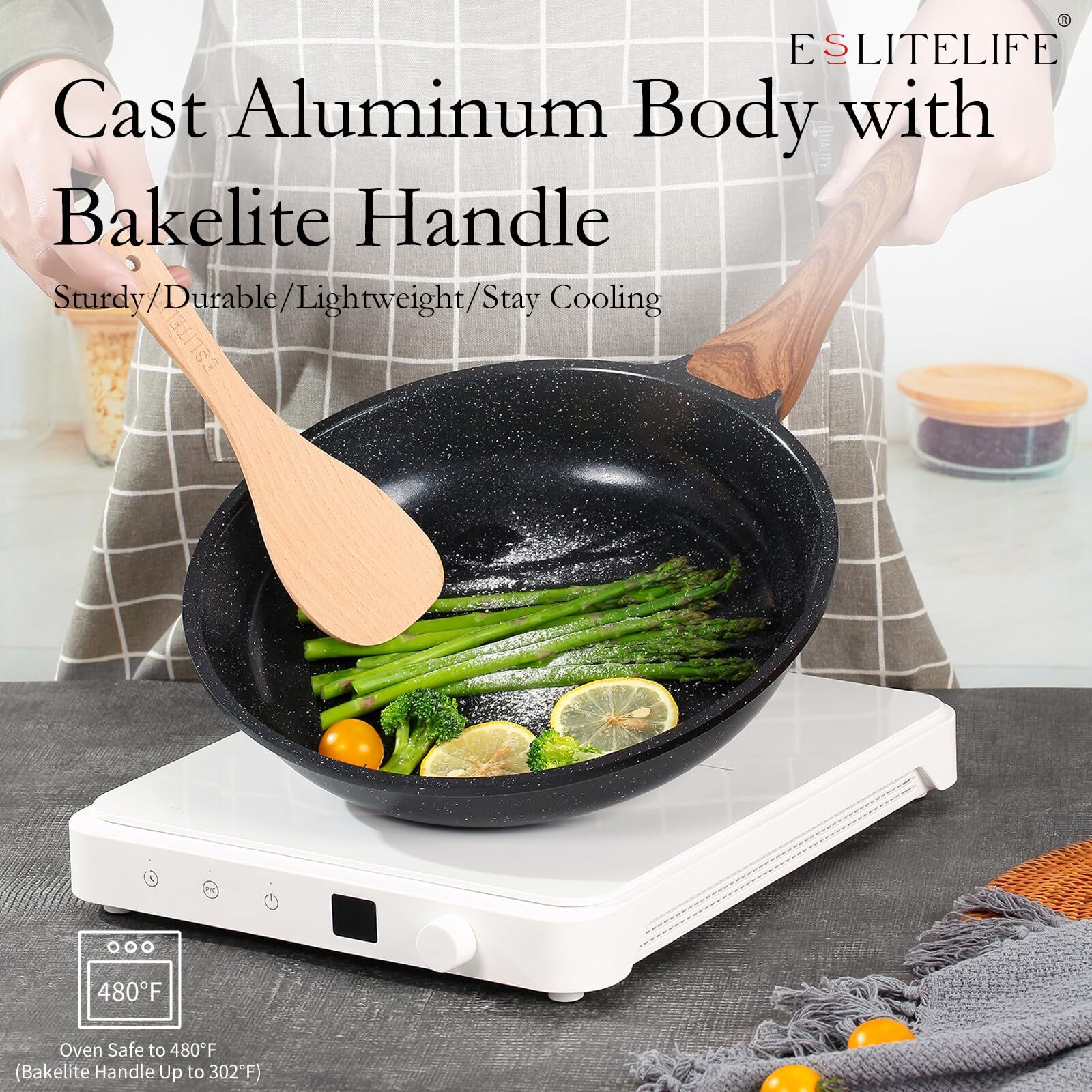 Frying Pan Set with Lids Nonstick Skillet Set Egg Omelette Pans, Granite Coat…