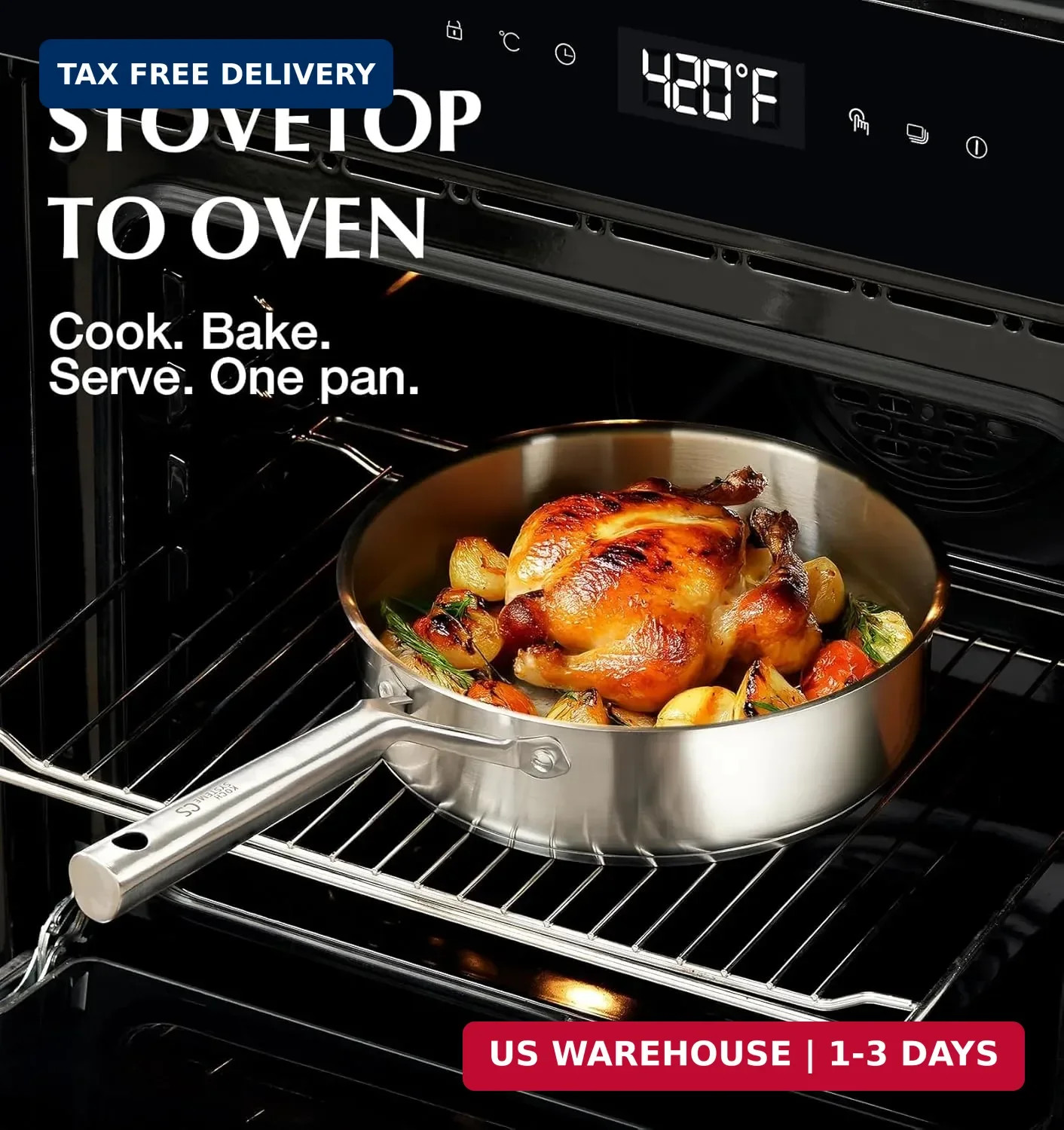 KOCH SYSTEME CS Stainless Steel Cookware Set 17 Piece, Professional 18/10 Stianl