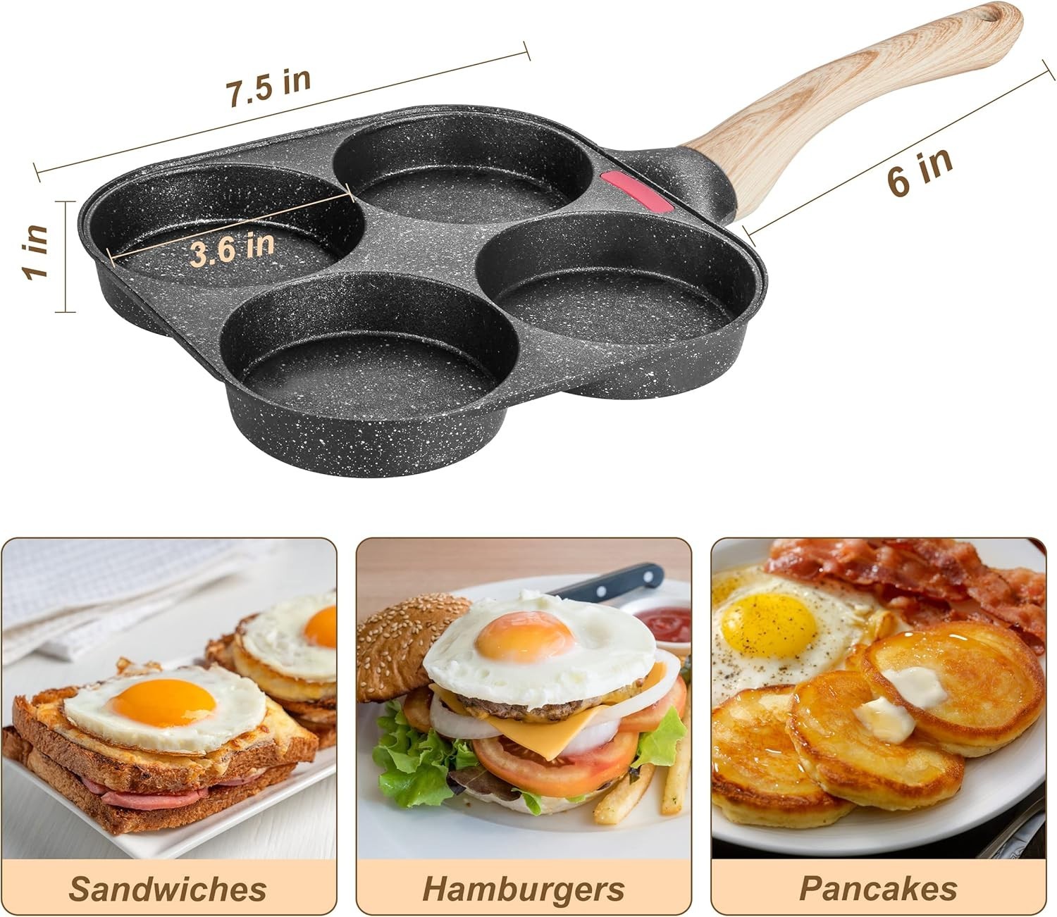 MyLifeUNIT Egg Frying Pan, 4-Cup Egg Pan Nonstick