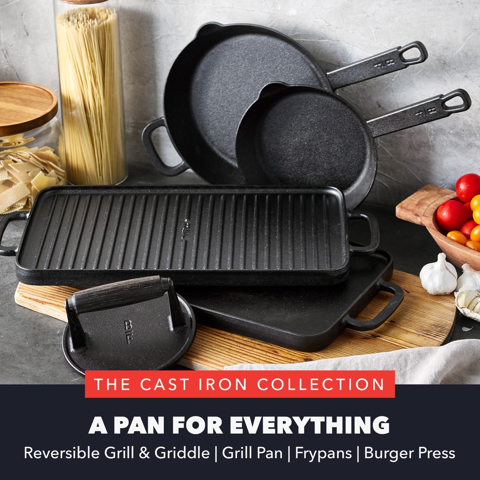 Bobby Flay by GreenPan – 4-Piece Pre-Seasoned Cast Iron Skillet Cookware Set