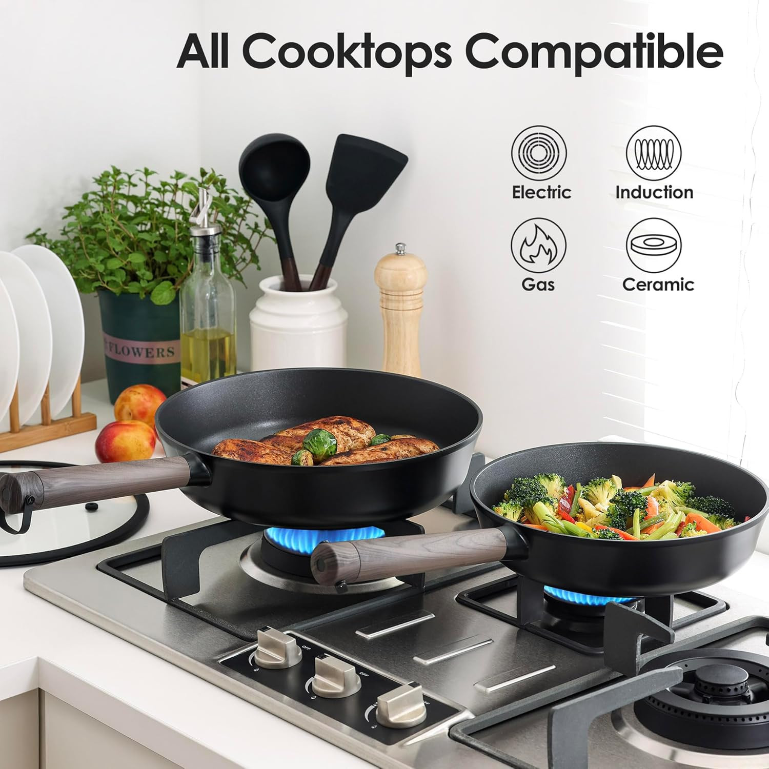 13Pcs Pots and Pans Set Nonstick Cookware Set Kitchen Cooking Frying Pans with S