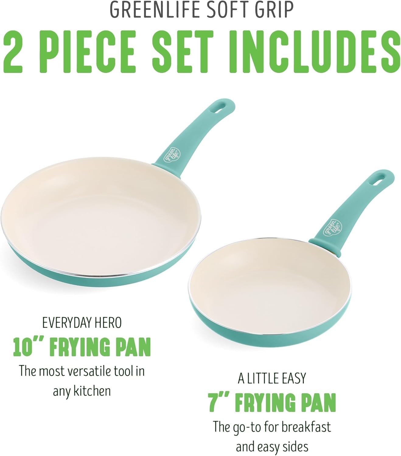 Professional Quality Non-Toxic Frying Pans Set – 7″ & 10″ with Stay-Cool Handles