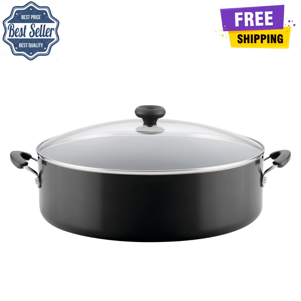 Farberware 14″ Nonstick Skillet, Jumbo Cooker Family Pan, Glass Lid, Dishwasher