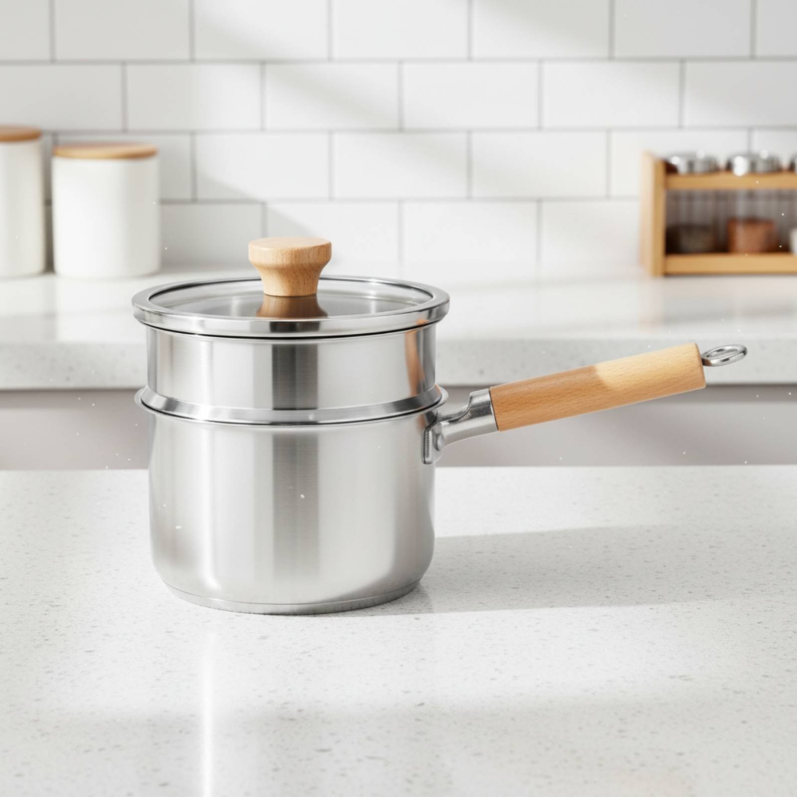 316 Stainless Steel Pot Induction Compatible Lidded Milk Pan Rust Resistant