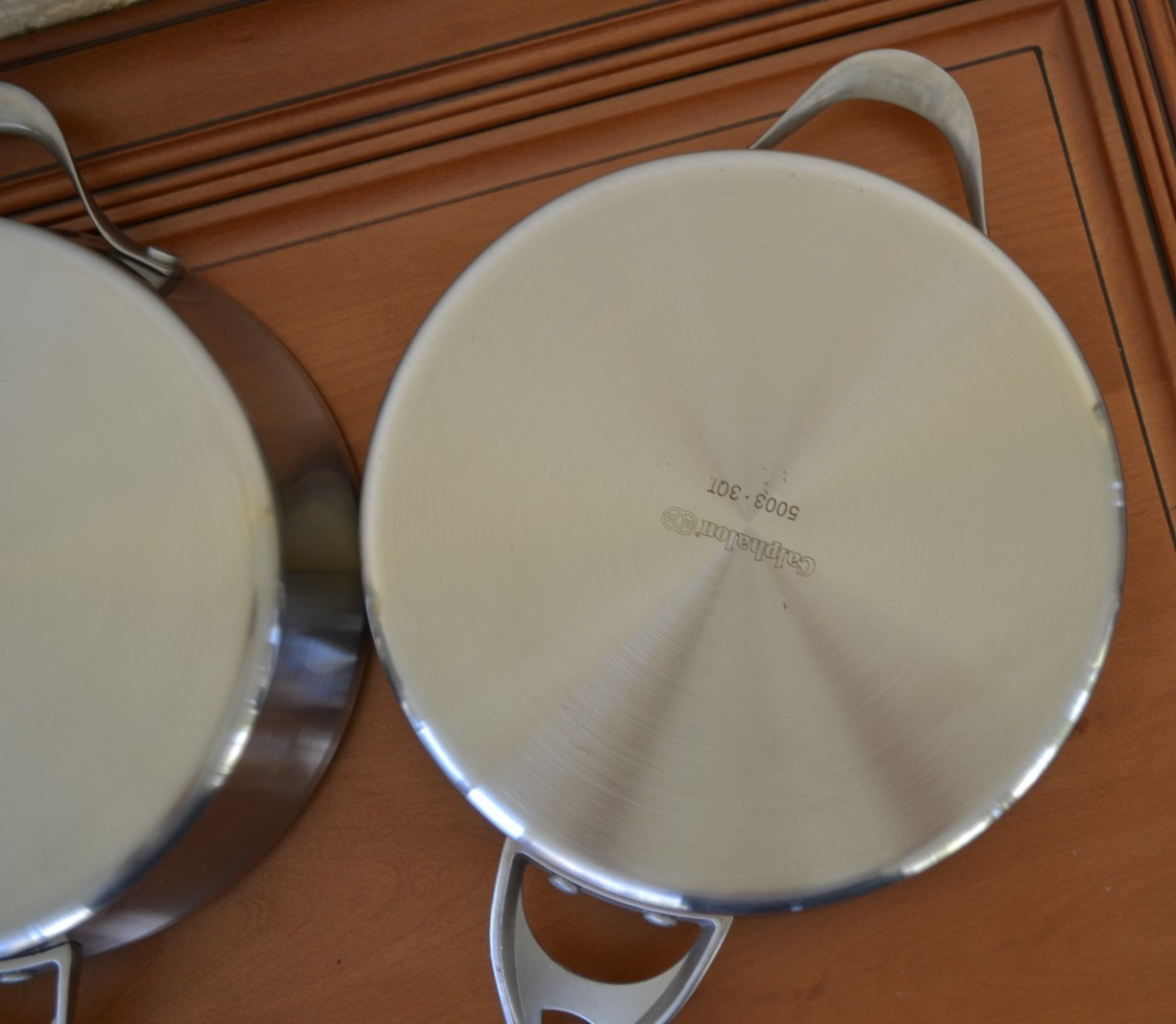 Calphalon Contemporary Stainless Steel 2 Sautepan pans with Lids and 10” Frypan