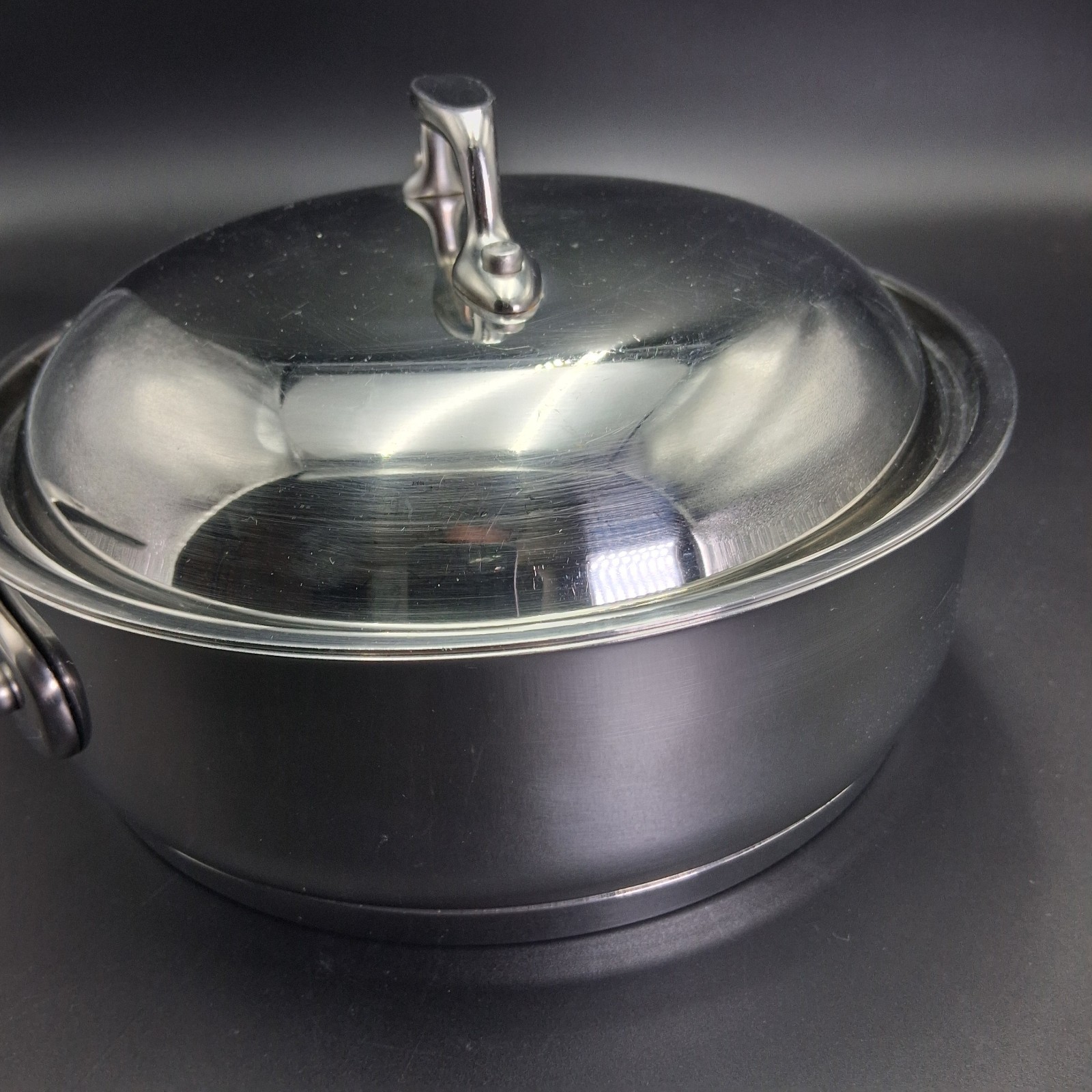Emeril 2 Qt Stainless Steel Saute Pan w Lid Wide Shallow Riveted Handle