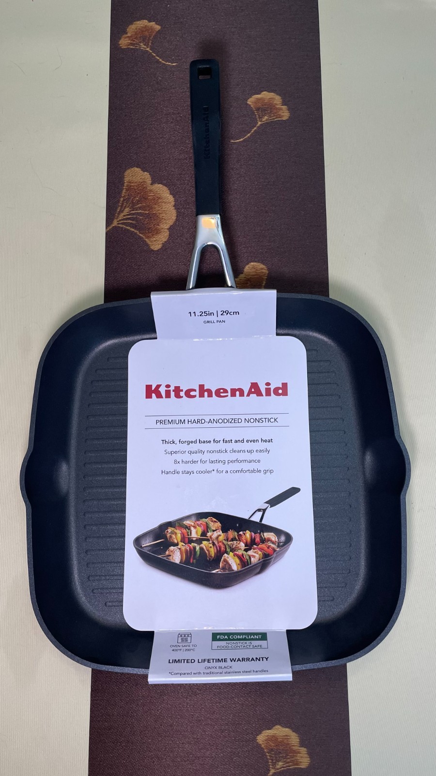 NEW KitchenAid Grill Pan 11.25” Premium Hard Anodized Nonstick Black