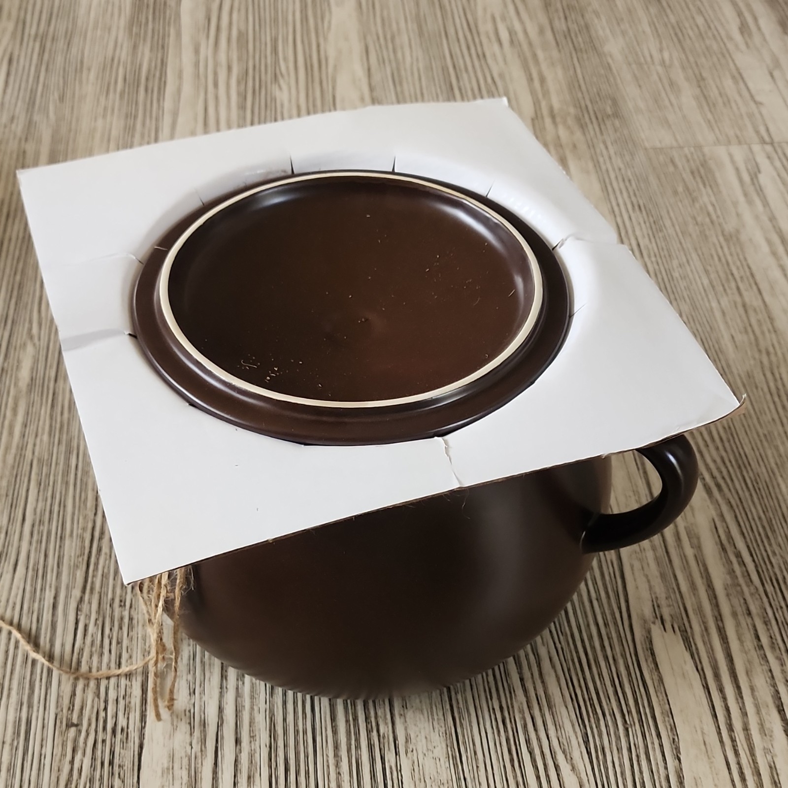 PARINI Ceramic Round Brown White Casserole Pan/Pot With Lid Kitchen Cookware