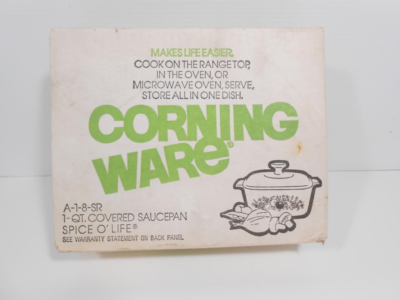 VTG NEW CORNING WARE SPICE O’LIFE 1QT SAUCEPAN w/ GLASS LID A-1-8-SR SEALED BOX