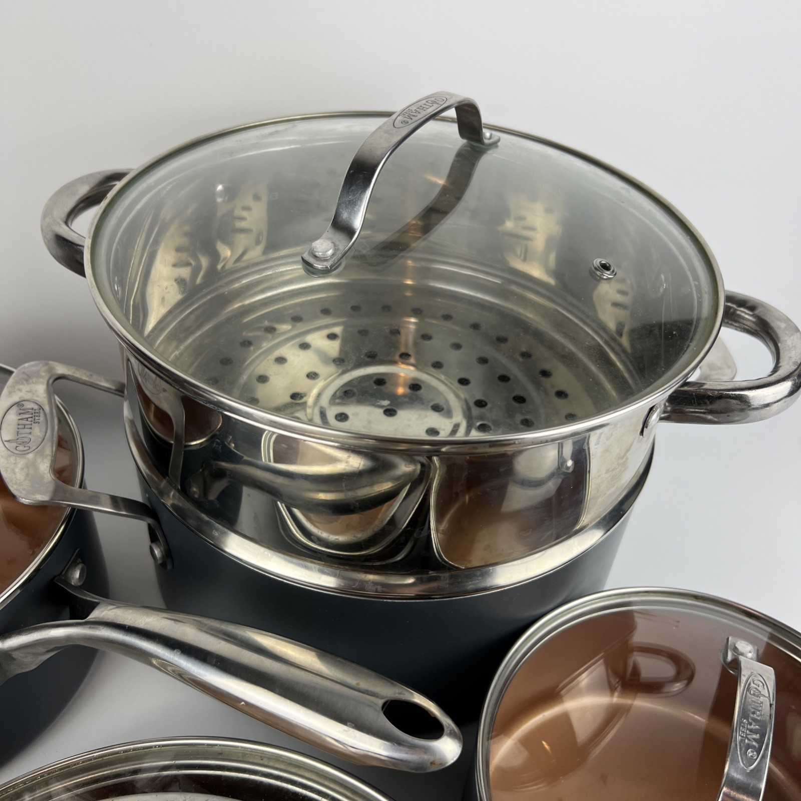 Gotham Steel 12 Piece Ceramic Nonstick Cookware Set Copper Preowned