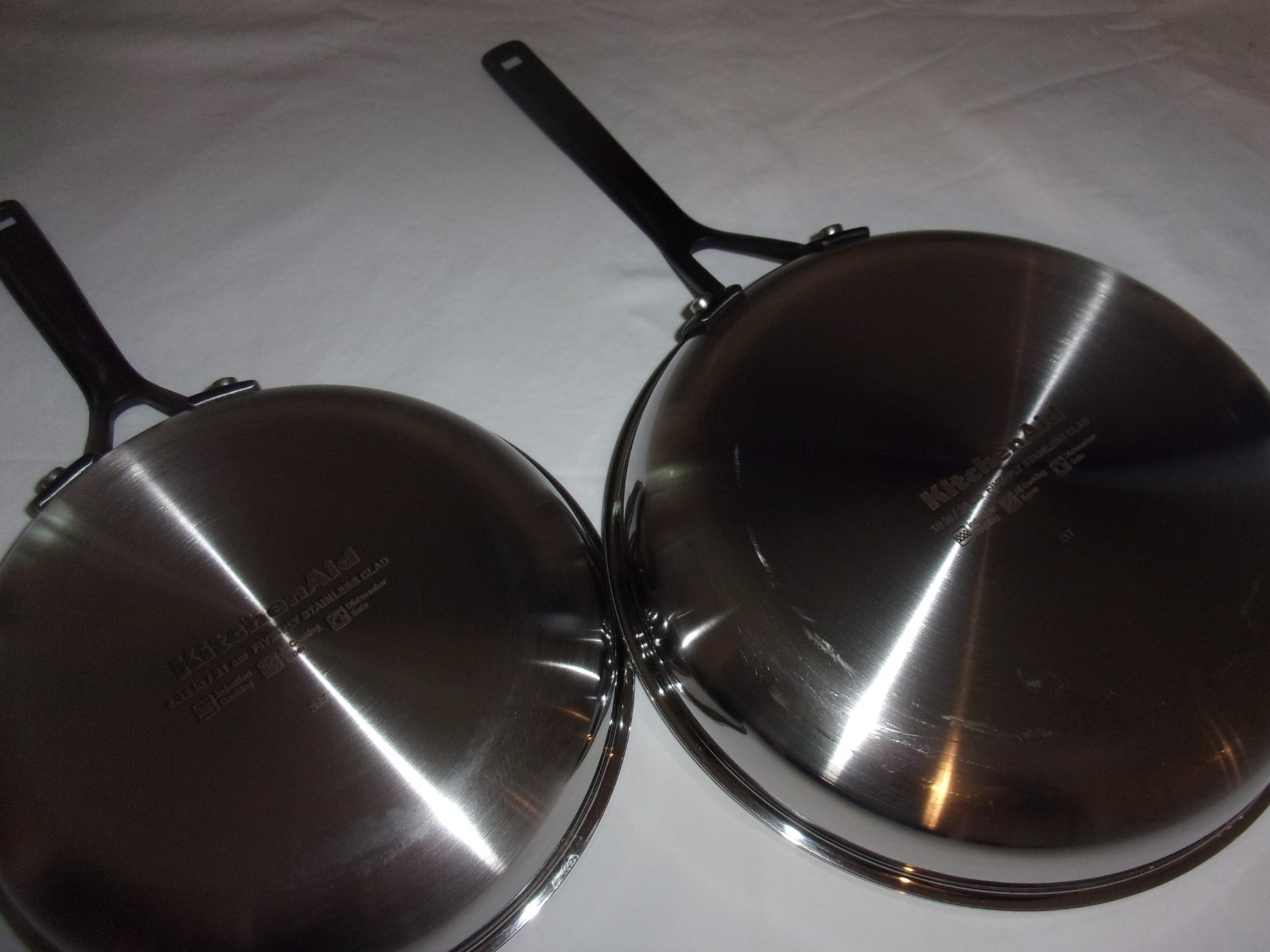 KitchenAid Set of 2 STAINLESS STEEL 5-PLY CLAD 10”25CM /8.5”21 CM Pans No Lid