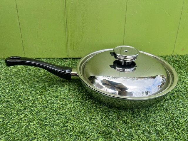 HEALTHY COOKING Special Edition Gourmet Skillet With Lid 10″ Stainless Steel NEW