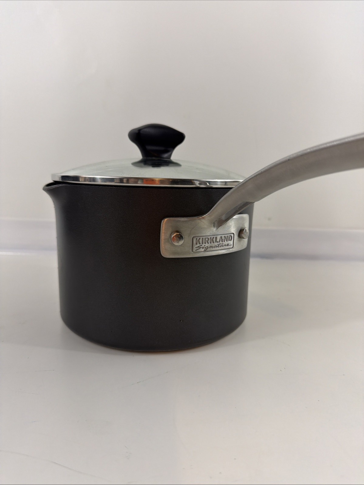 Kirkland Signature 3 qt Non-Stick Aluminum Saucepan & Lid Long Handle