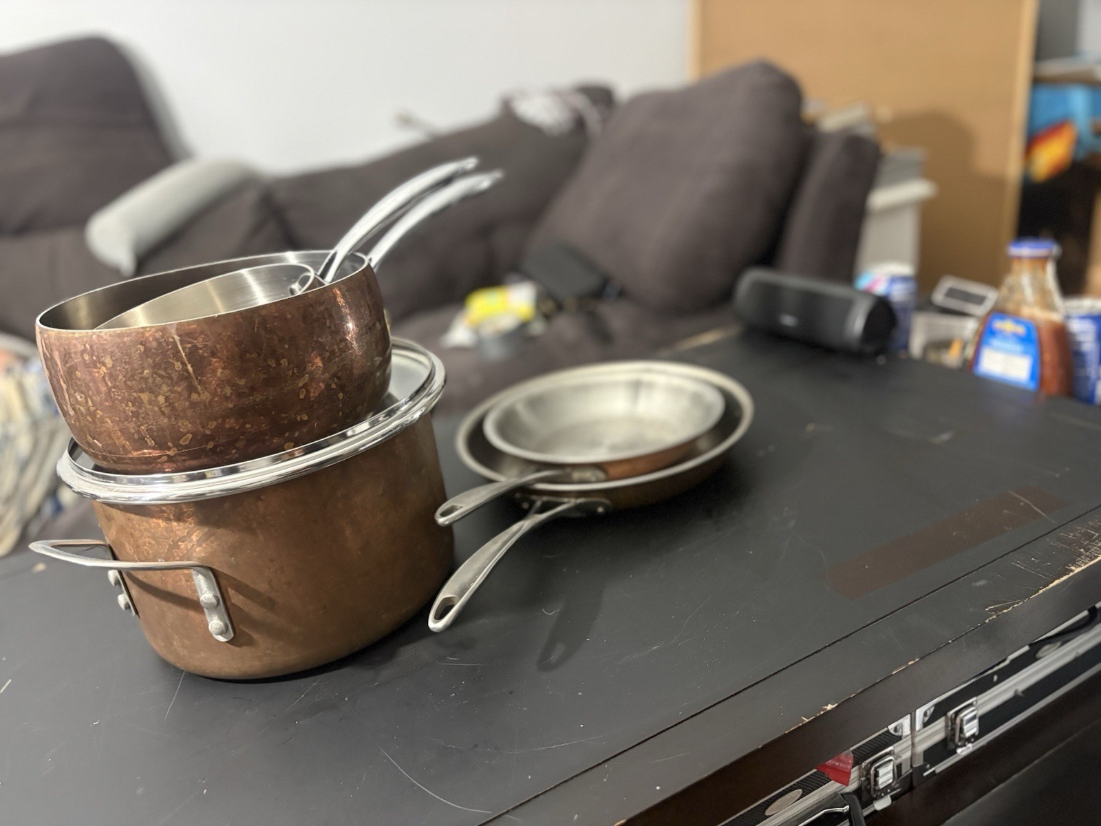 6-Piece Copper Stainless Steel Pan Set w/ Frying Pan, Saucepan, Pot & Lid