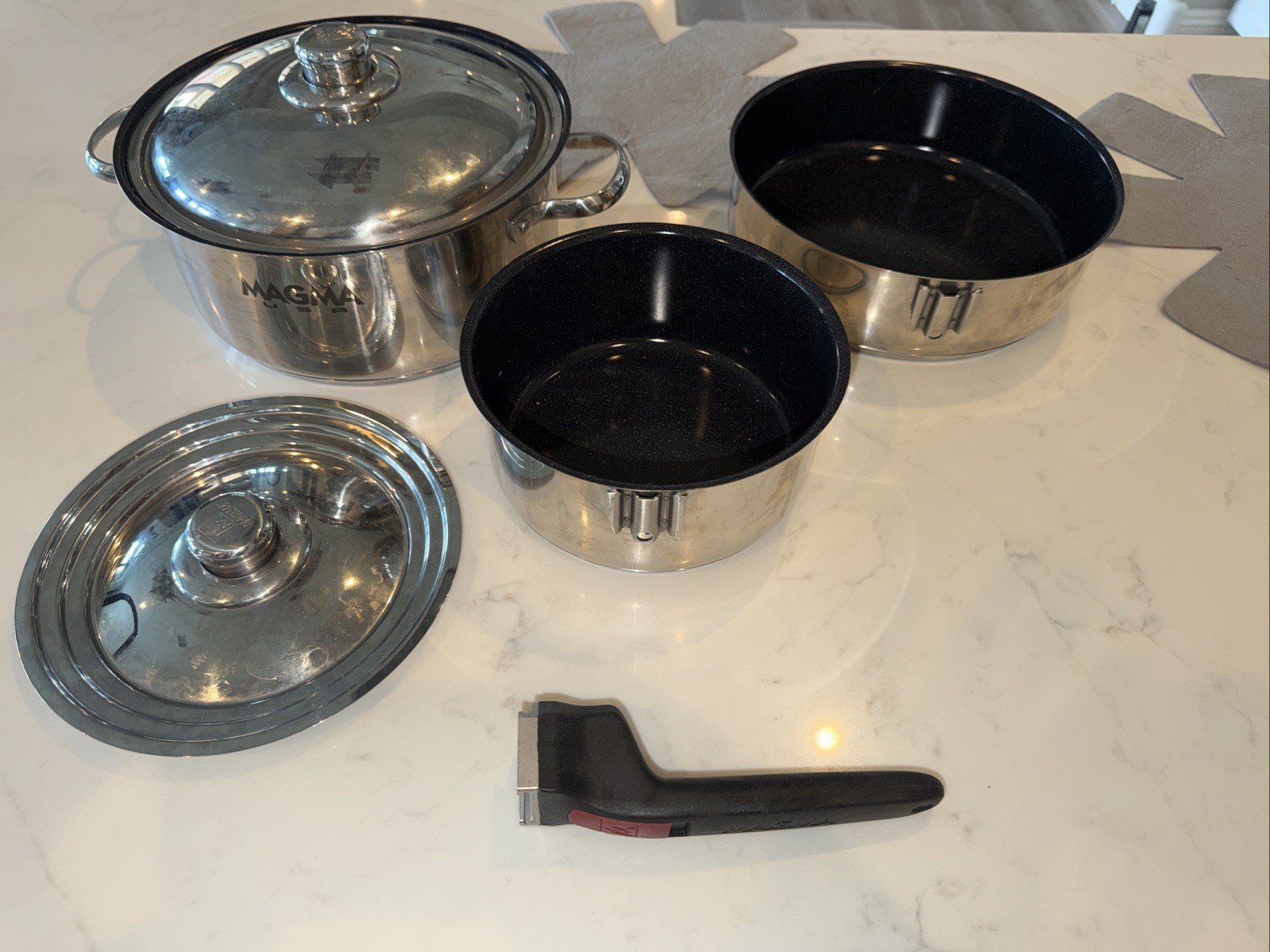 Magma Non-Stick Cookware – Stainless + Teflon – 8 pc Nesting Set