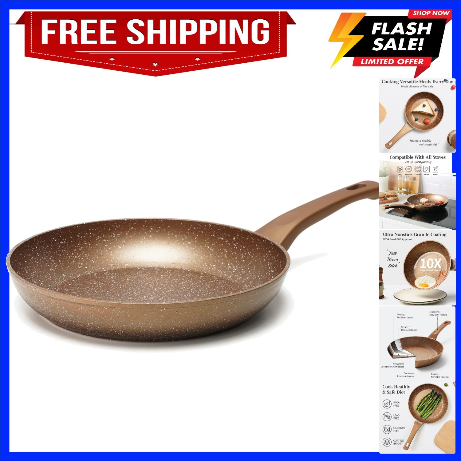 Innwewell Non Stick Frying Pan – Granite Stone Non Stick Skillet Frying Pans,…