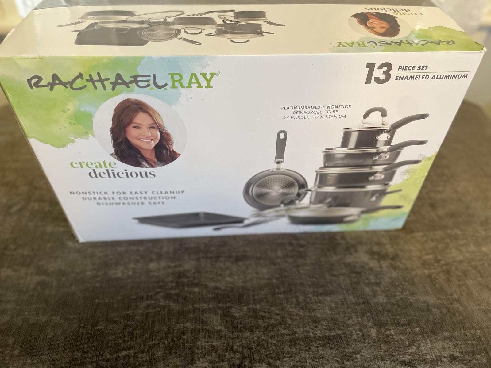 Rachael Ray 13-Piece Aluminum Nonstick Cookware Set, pots & pans