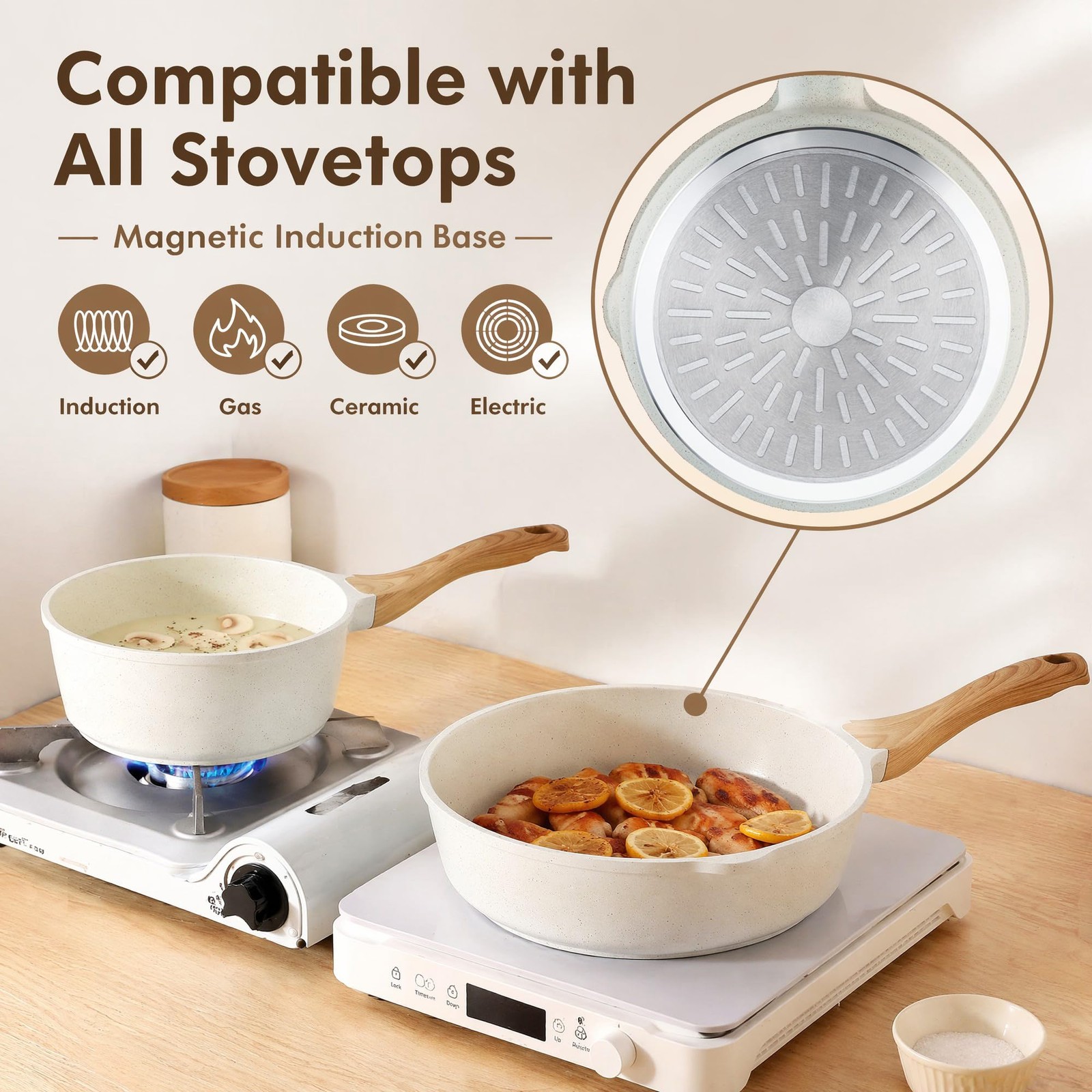 SENSARTE Nonstick Ceramic Cookware Set 13 Piece Non toxic Pots and Pans Set