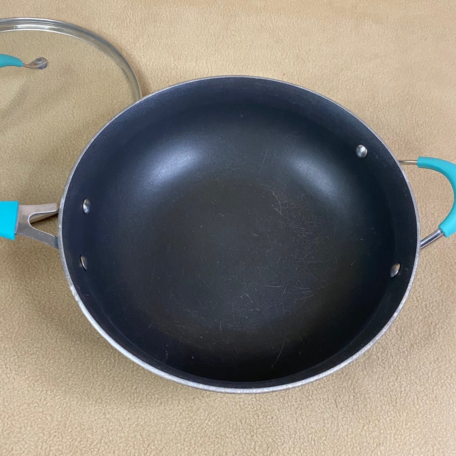 The Pioneer Woman Frontier Speckled Turquoise Pan w/ Lid Cookware Non-Stick EUC