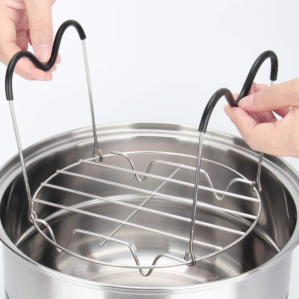 Steamer Rack Trivet with Heat Resistant Silicone Handles Stainless Steam Rack
