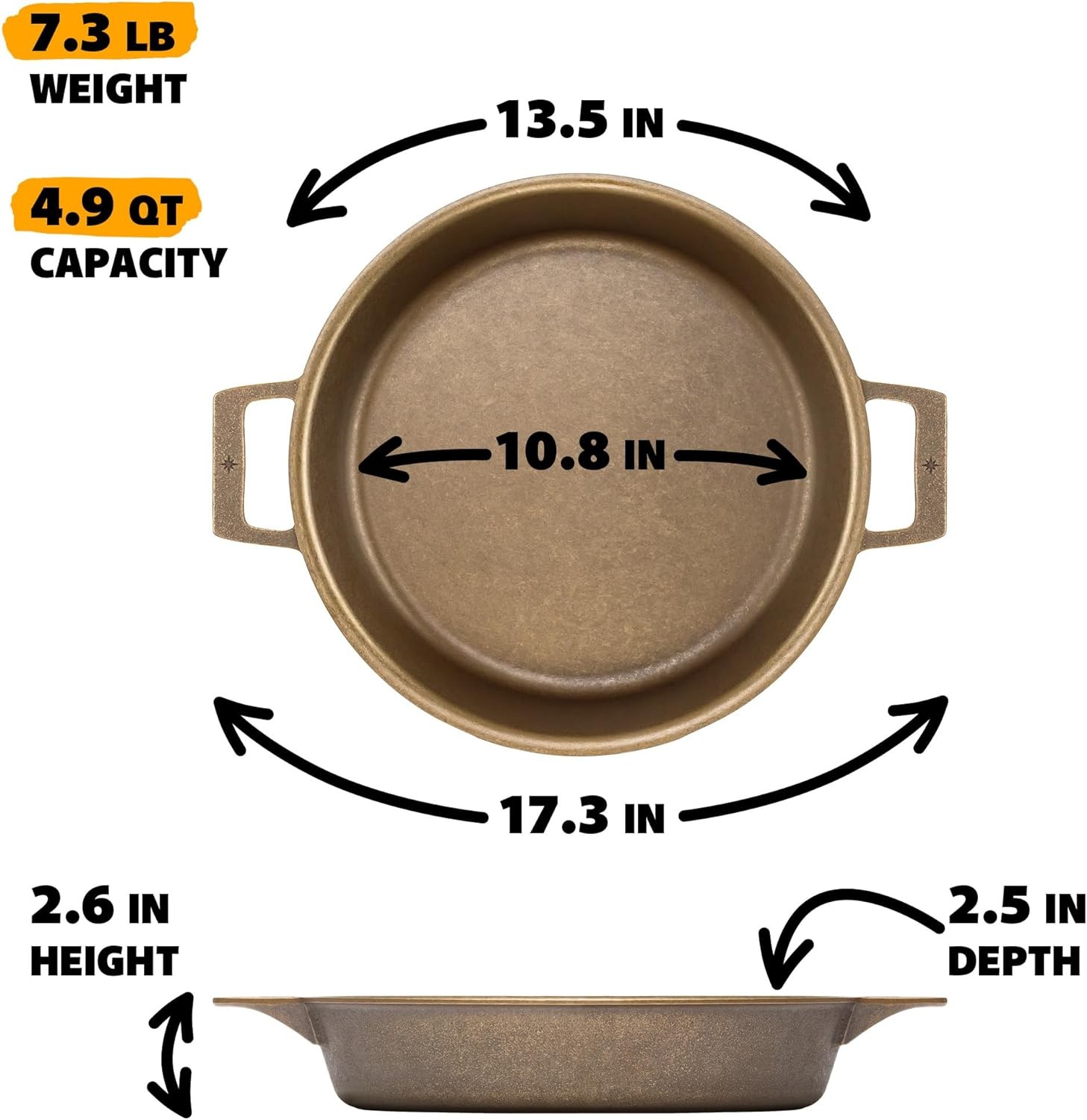 13.5-Inch Cast Iron Skillet | Made in , Seasoned, Premium Frying Pan for