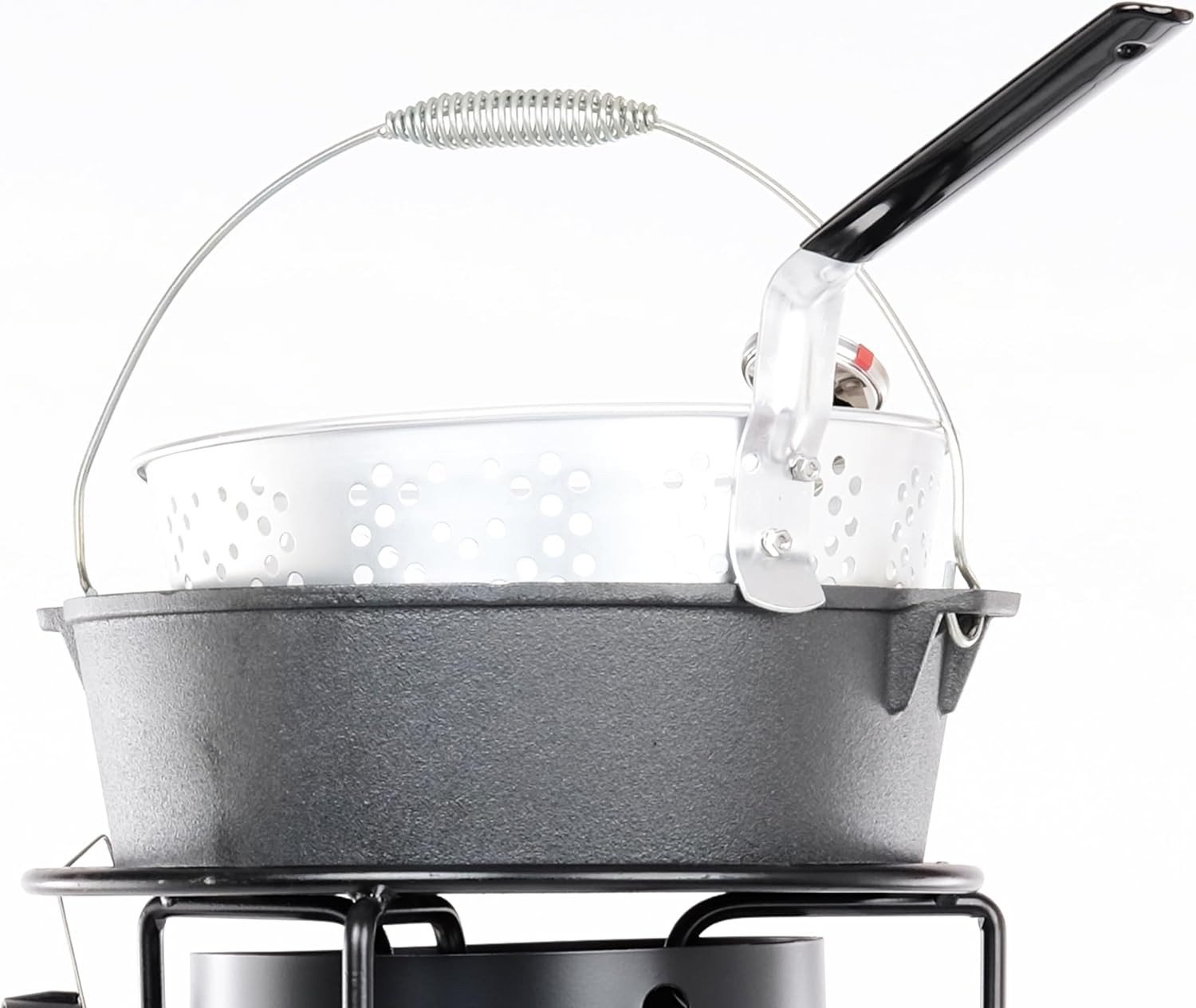 6-Quart Cast Iron Dutch Oven – Aluminum Lid & Deep Fry Basket Included