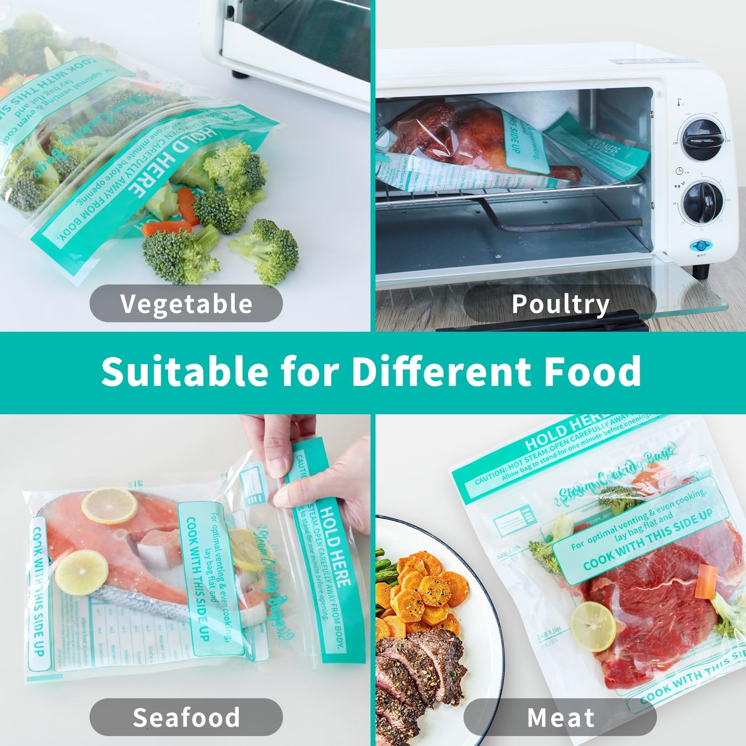 Microwave Steamer Bags 30 Pack 7.9×8.7 inch Zip Steam Vegetable Cooking Bag