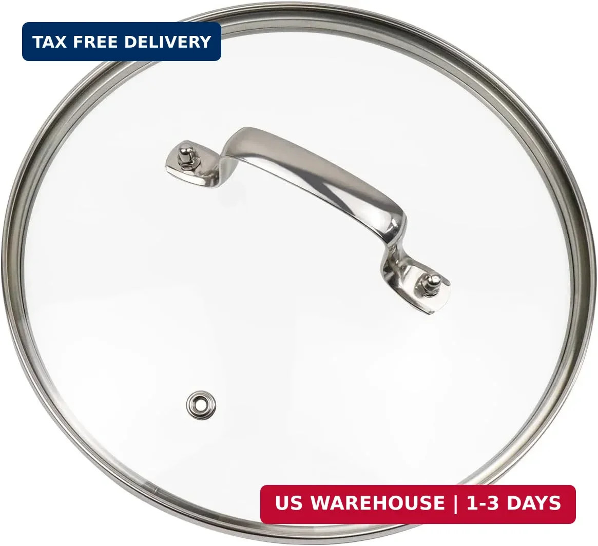 10″ Tempered Glass Lid with Steam Vent Hole Universal Pan Pot Clear Cookware Lid
