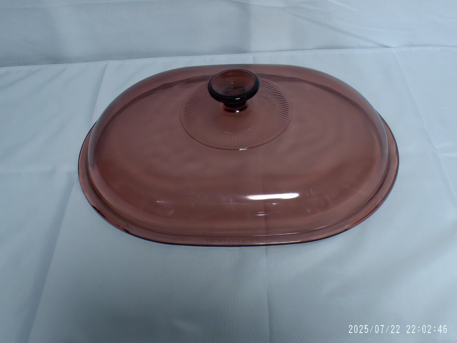 “Pre-Owned” Pyrex Cranberry Ribbed V-34-C Replacement Roaster Lid 12-5/8″x9-5/8″
