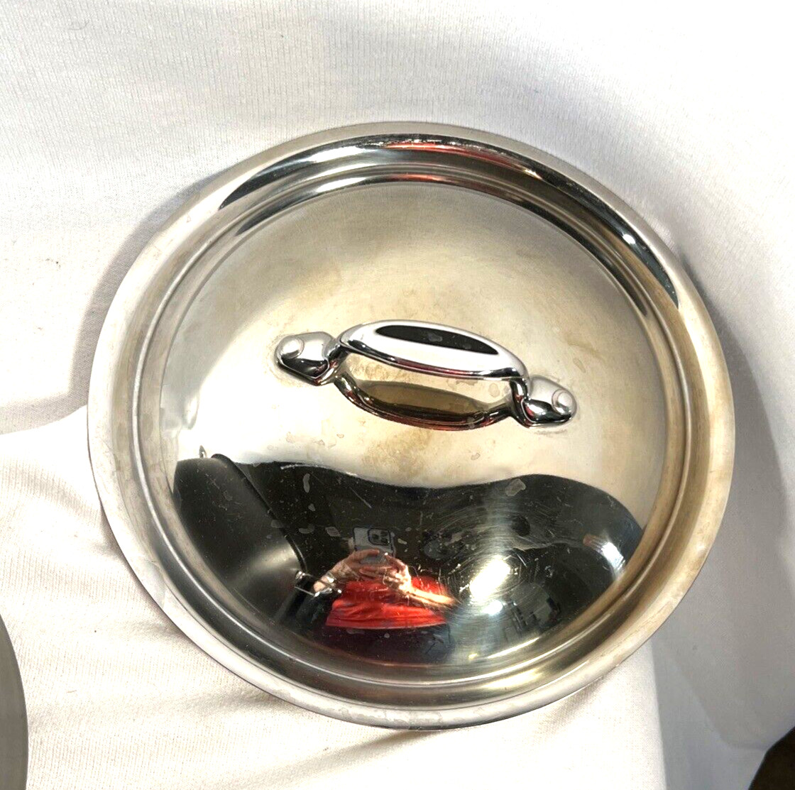 Emeril All Clad 6 Qt Anodized Stock Pot Pan w/Stainless Lid Cover 9-3/8” X 6.25”