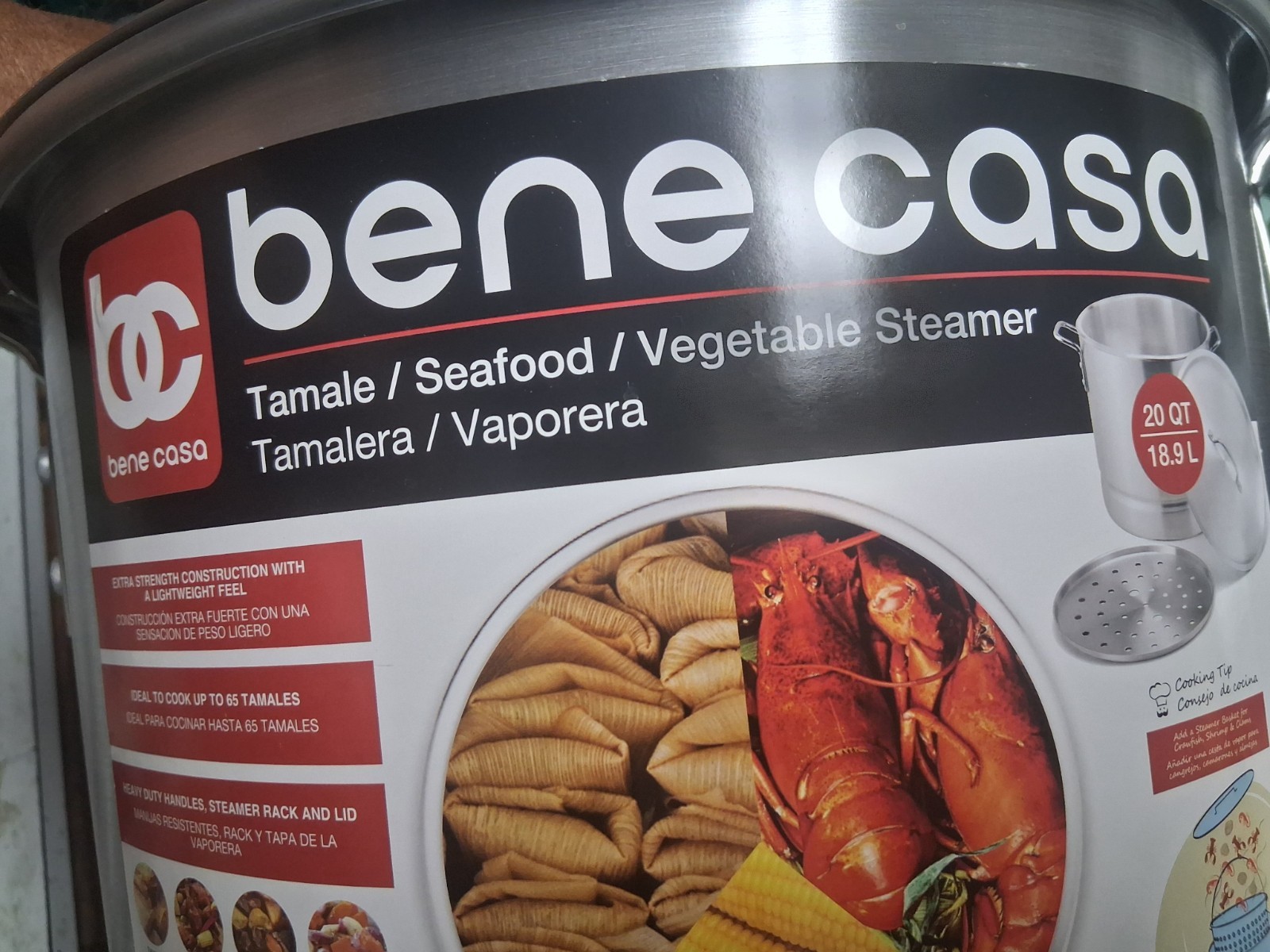 20QT Stainless Steel Steamer Pot with rack for Tamales / Seafood / Vegetables