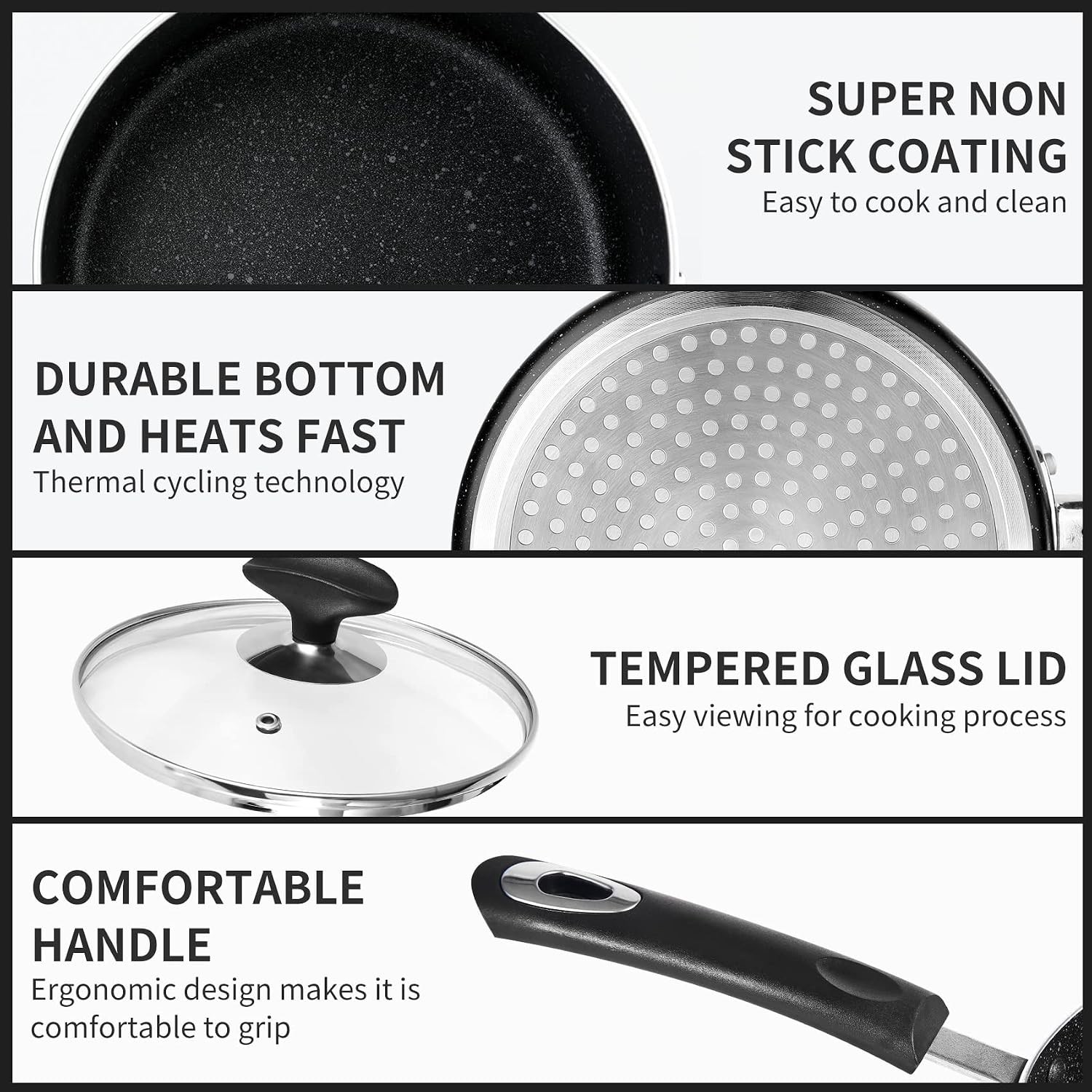 Nonstick Saucepan Set – 1 Quart and 2 Quart,Ultra Non Stick Sauce Pan Small Pot