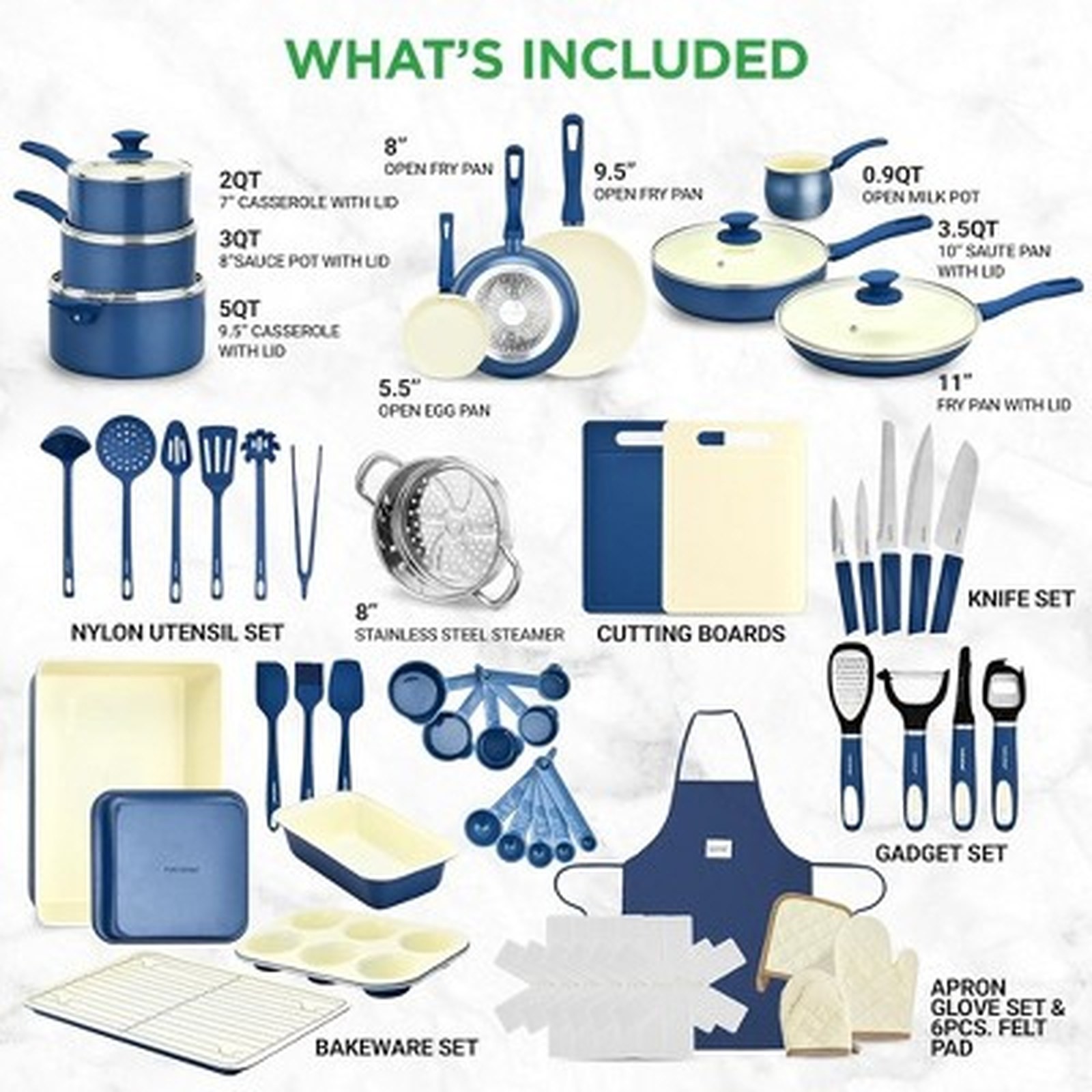 NutriChef 54-Piece Cookware Set – Blush Pink Ceramic Kitchenware