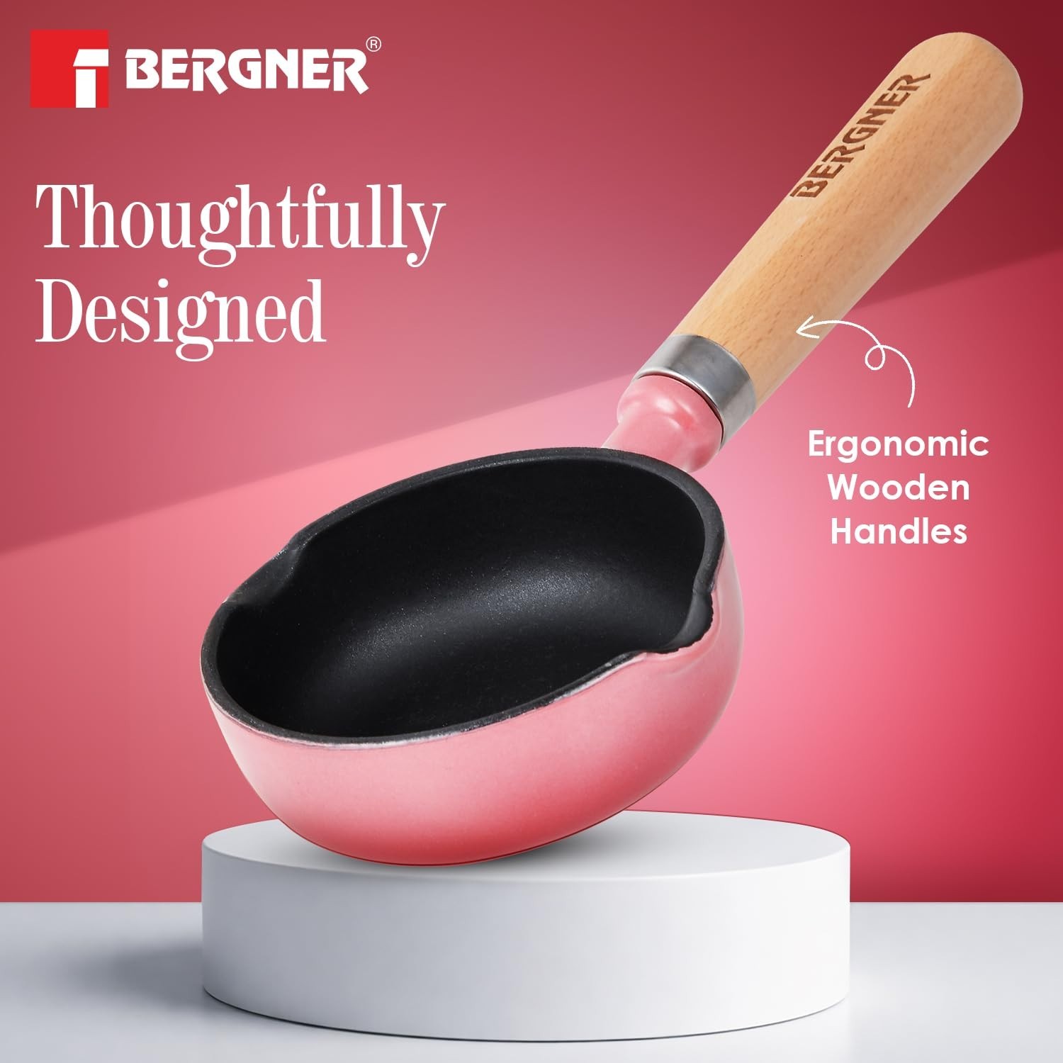 Bergner Excalibur Cast Iron Fry Pan 12Cm Non-Stick Coated Temper Pan PFAS Free