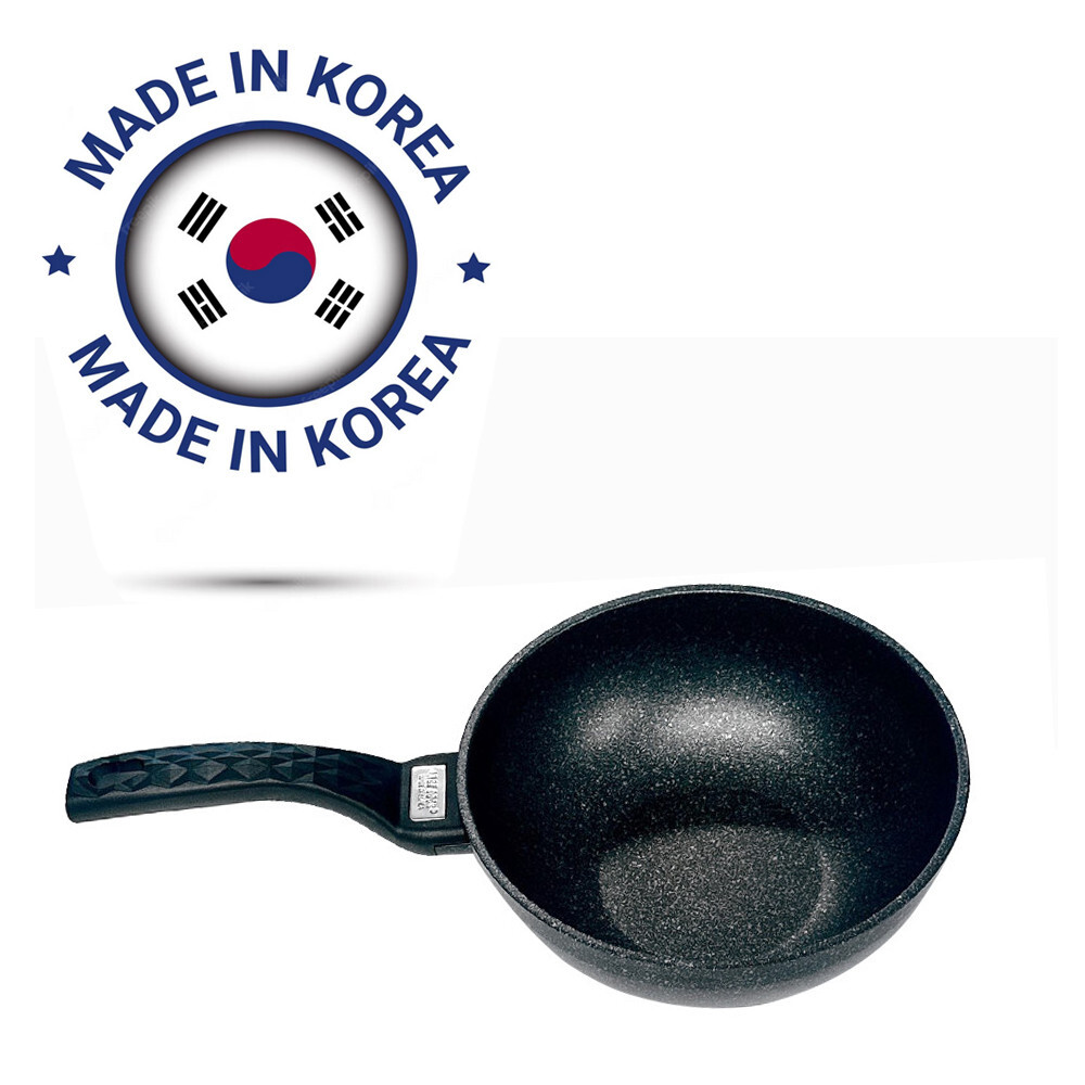 |MADE IN KOREA| 11″ 5 Layer Marble Coating Wok Non-Stick Cooking Frying Pan Pot