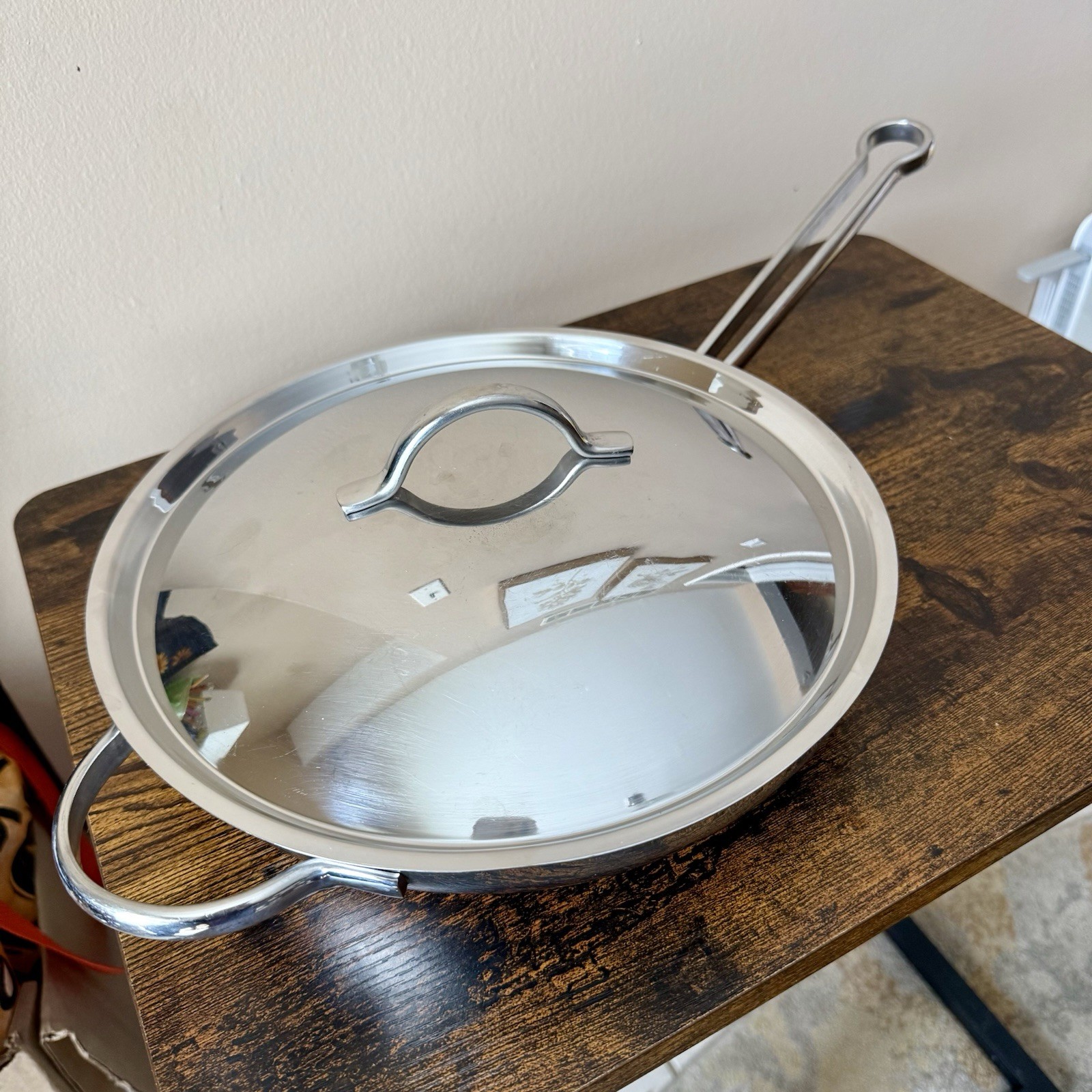 REVERE Pro Line 1801 Stainless 10″ Saute Fry Pan Skillet Copper Core 6760 w/ Lid