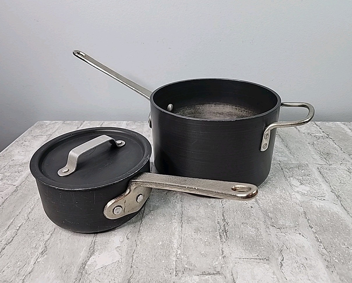 Vintage Commercial Aluminum Cookware 3 Pc Saucepans 4.5 Qt & 1.5 Qt NSF USA