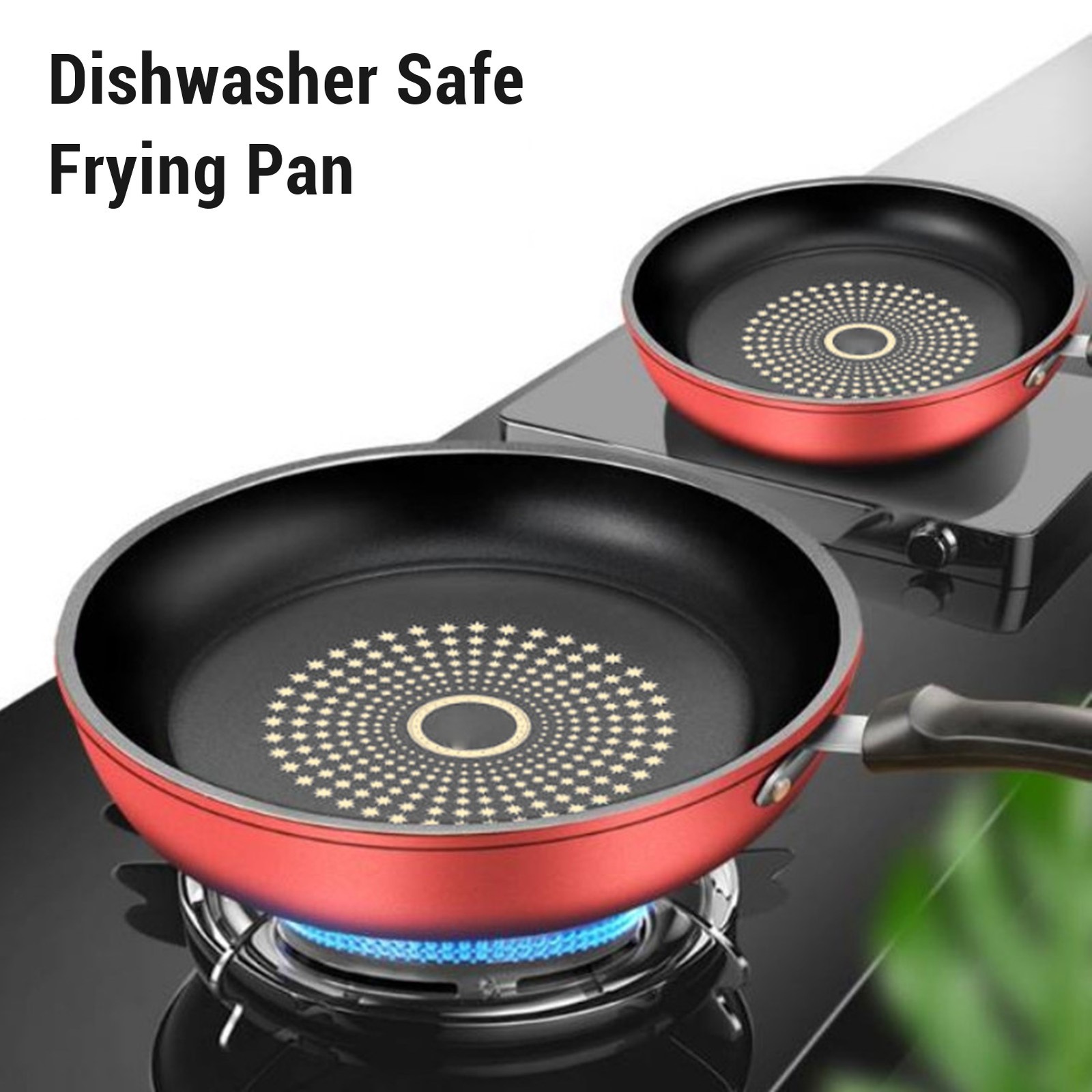 Red Cast Iron Grante Nonstick Frying Pan with Induction Base For Kitchen