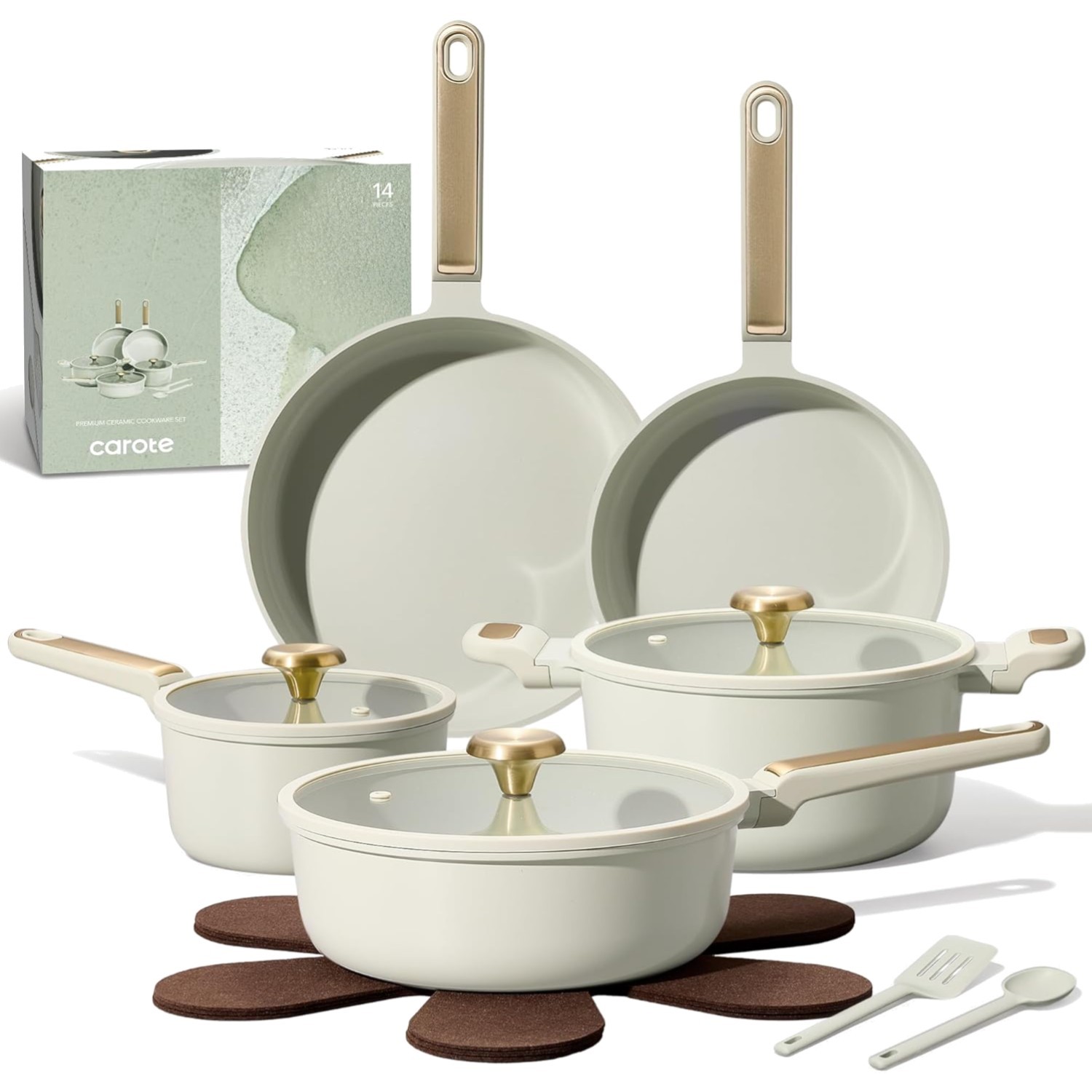 Non-Toxic 14-Piece Ceramic Cookware Set – Ideal for Induction and RV Cooking