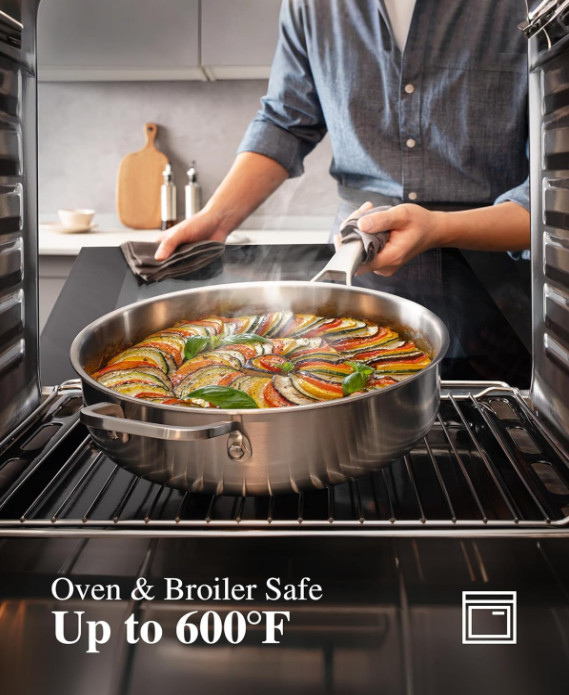 Juego Batería Cocina Acero Inoxidable 10 Piezas Triple Capa Inducción Universal