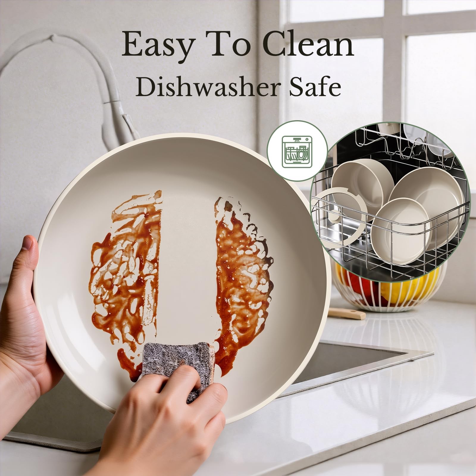 Pots and Pans Set Non Stick, Ceramic Cookware Set Detachable Handle, RV Campi…