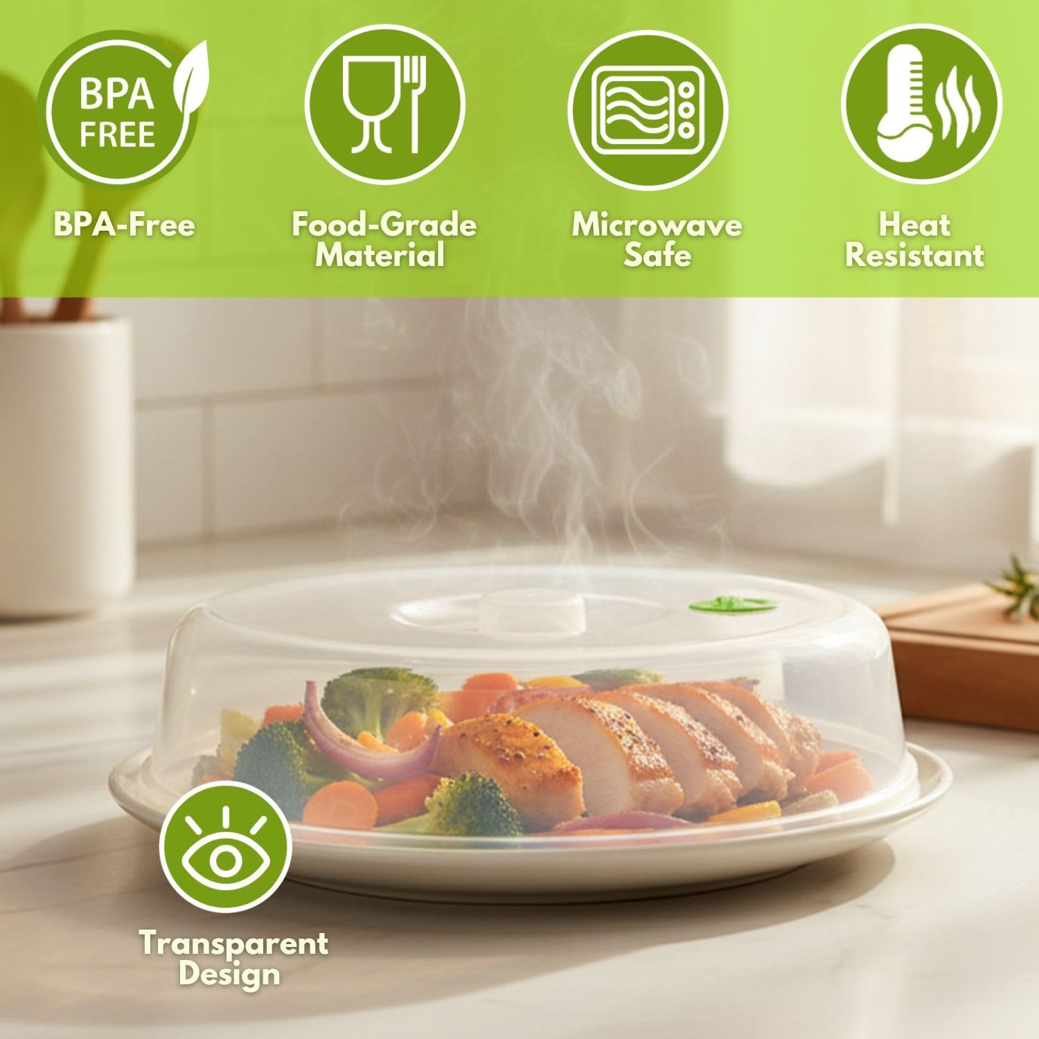 Set of 5 Microwave Plate Covers with Adjustable Steam Vents Microwave Splatter
