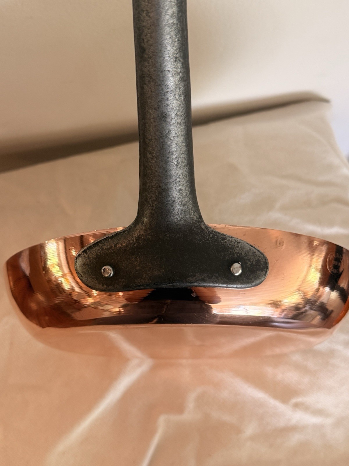 Vintage Stamped Made In France Baumalu Copper 9.5 in Pan Cast Iron Handle