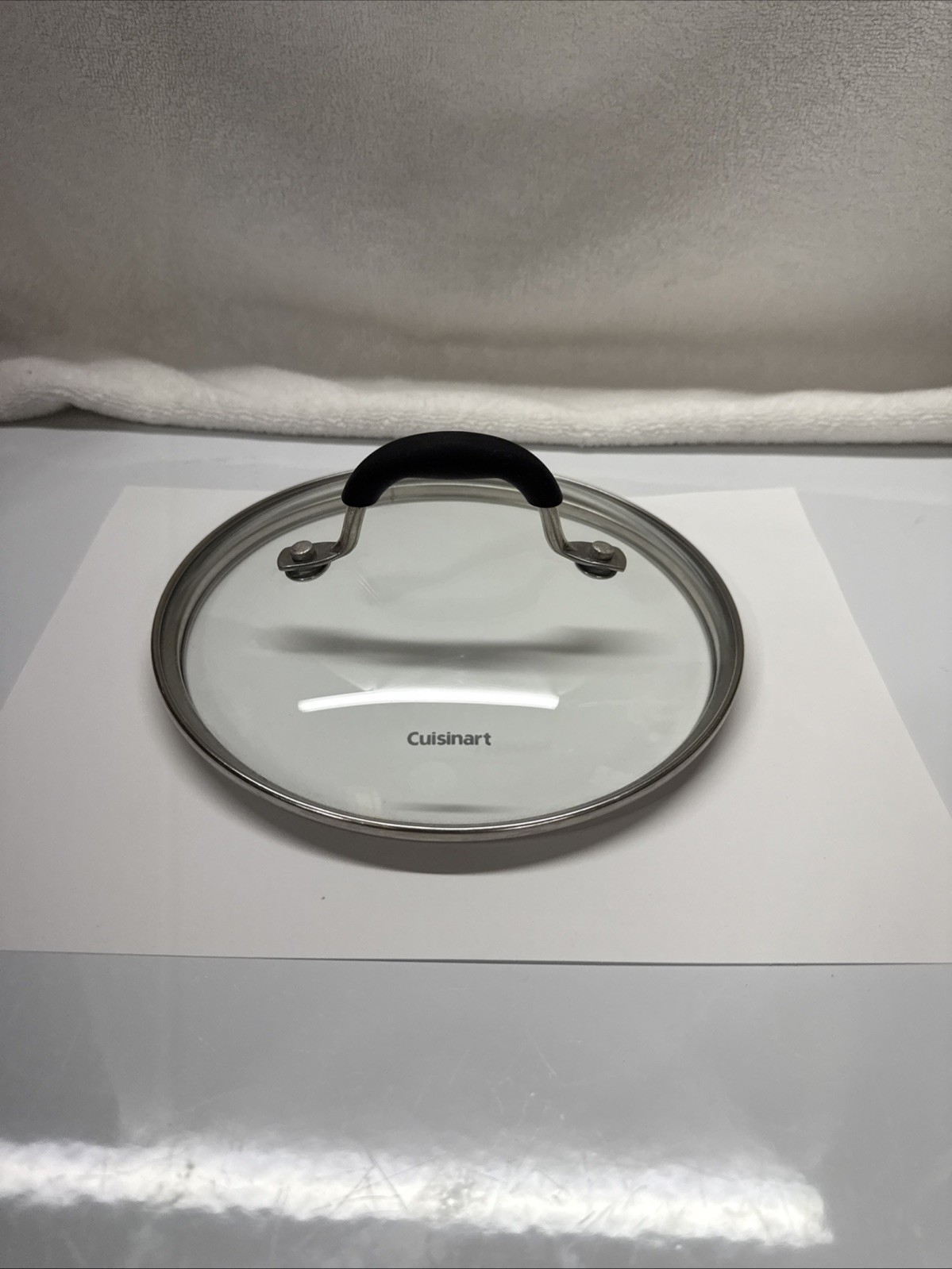 7-5/8”OD Cuisinart Replacement Lid Pan Pot Skillet Glass Black 7”Inner Lip
