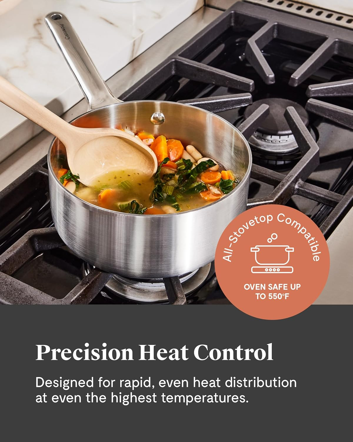 5-Ply Stainless Steel Sauce Pan 1.75 Qt – Oven Safe & Non-Toxic Cookware