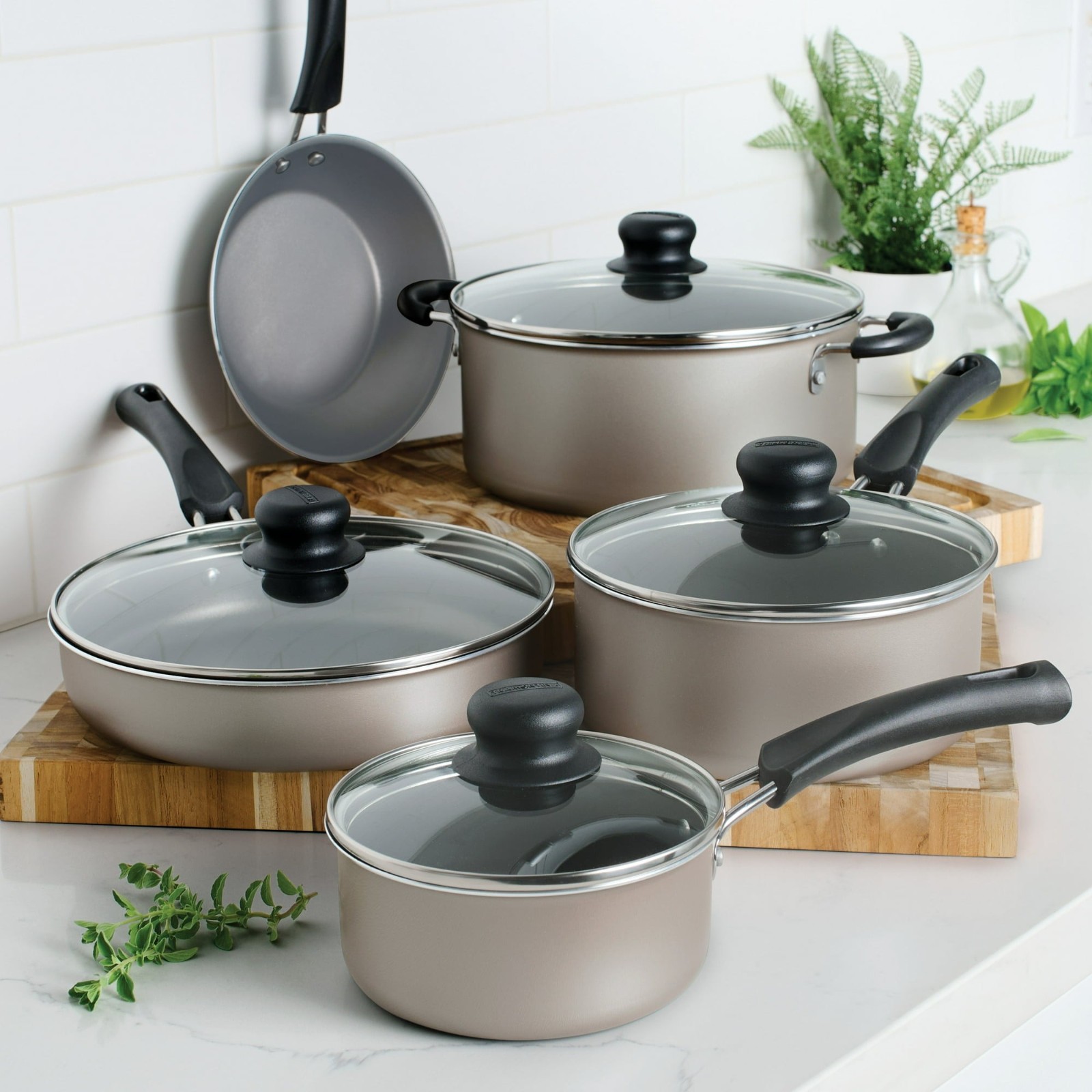 Tramontina 9pc Ceramic Cookware Set Champagne Nonstick Kitchen Set FREESHIP