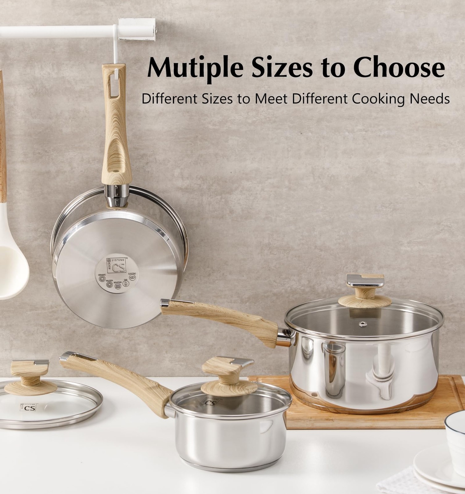 Stainless Steel Saucepan Set, 6 Piece 18/10 Stainless Steel Pots with Lids 1Q…