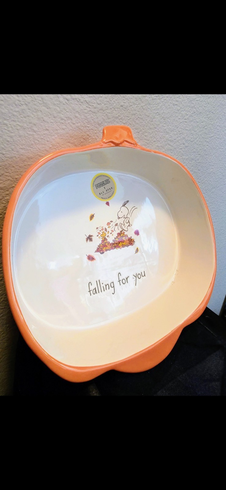 NEW! 2025 Rae Dunn Peanuts Snoopy “FALLING FOR YOU” Pumpkin Shaped Baking Dish